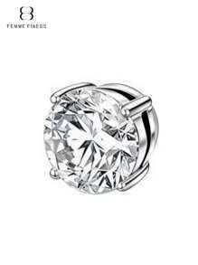 Femme Finess Juego de pendientes magnéticos de acero inoxidable para hombres y mujeres, estilo AB, de doble cara, sin perforación, con combinación de pendientes de pareja, circonita cúbica hipoalergénica de 5-8 mm