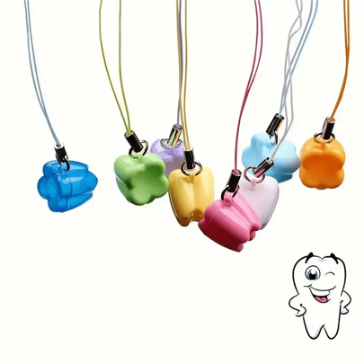 10pcs Cute Teeth Boxes With Hanging Ropes, Creative Teeth Container, Teeth Storage Box, Great Christmas Halloween Thanksgiving Day Gift, New Year's Gift, Valentine's Day Gift
