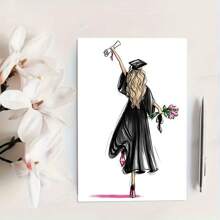 1 张优雅毕业贺卡，带信封，高品质印刷，6.29 英寸 X 4.33 英寸，优质纸张，通用毕业庆祝卡，适合学生、朋友、女儿、儿子、同学 - 多色 - 查看 10