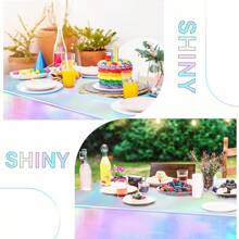 10 paquets de nappes de table irisées holographiques pour fête - nappes en aluminium jetables pour mariage, shower de mariée, anniversaire, révélation de sexe - fournitures de célébration en plastique, fabriquées à la machine