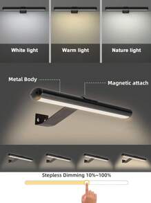 Luminária de parede interna recarregável, 3 temperaturas de cor e regulável, luminária para computador pessoal, luminária de pintura com controle remoto, luz de imagem sem fio, luminária de arte com brilho e temporizador ajustáveis, luminária de paralaxe LED, luminária de espelho de penteadeira