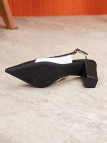 Women's Fashion Pointed Toe Plus Size Versatile Stylish Chunky Heel Contrast Color Elegant Sexy High Heels