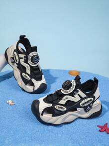 Kids Spring/Summer Breathable Sports Sandals, Lightweight, Anti-Collision Toe Design, Rotational Buckle, Non-Slip Sole, Easy On/Off, Suitable For Daily, Vacation, Outdoor, Beach, Student