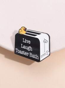 1 件可爱卡通小鸡面包机形状休闲百搭胸针配饰