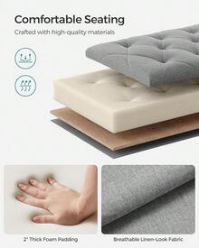 SONGMICS Storage Ottoman, Foot Rest With, 15.X 43.3 X 15.Inches, End Of Bed, Storage Chest, Load Up To 660 Lb, Living Room, Bedroom, Entryway, Dark Gray ULSF088G01 - 淺灰色 - 查看 8
