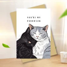 1 张“你是我的 Purrson”猫咪周年纪念卡 - 用黑猫和灰猫表达衷心的问候，适合婚礼、婚礼 - 送给丈夫、妻子、男朋友、女朋友、猫爱好者的独特礼物 - 多色 - 查看 6