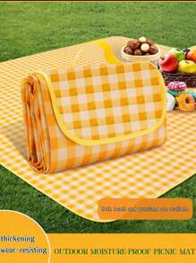 1pc Portable Moisture-Proof Picnic Mat, Soft Non-Woven Fabric Outdoor Camp Tent Thickened Ground Mat, Oxford Cloth Bottom Foldable Spring Outing Lawn Beach Cushion Waterproof Mat, Suitable For Outdoor Yard