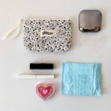 Simple Splashed Ink Cloth Storage Bag Student Portable Makeup Handbag Cosmetic Lipstick Bluetooth Earphone Storage Pouch