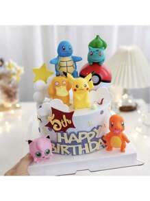 pokemon Set decorativo de 6 piezas de toppers para pastel de Pikachu Pokeball, ideal para mesa de postres y redes sociales