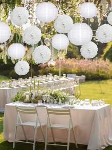 9pcs White Paper Flower Balls, Wedding Party Backdrop Decoration, Bridal Bedroom Decoration, Bridal Shower Backdrop Decoration, Birthday Party Decoration, Suitable For Wedding Decoration, Anniversary Decoration, Baby Shower Decoration