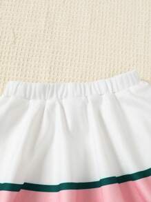 3 stuks/set meisjes casual outfit - polo shirt + A-lijn rok + shorts, school stijl sportieve chique veelzijdige set