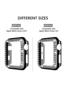 1pc Silver Plated Bling Rhinestone Decoration Chic Lovely Hollow-Out Glitter Drop-Proof Protective Case, Compatible With Apple Watch Case 38/40/41/42/44/45/49Mm, Compatible With Series Ultra/SE/9/8/7/6/5/4/3/2/1, Smart Watch Case Accessories