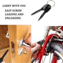 1 set (2 piezas) Destornillador portátil multiuso para exteriores con anilla, destornillador plano y de estrella, mini destornillador de llavero, destornillador plano y de estrella portátil con forma de llave para uso en exteriores, herramientas para hombres (color y estilo aleatorio)