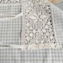 1件田园风格浅咖啡厨房窗帘小窗户窗帘小短窗帘纽扣装饰特殊设计门帘