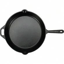 Basics - Bratpfanne mit Stiel aus bereits eingebranntem Gusseisen, 38,1 cm, Schwarz