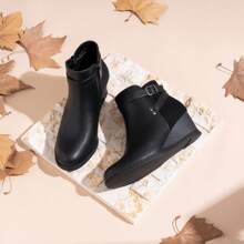Botas de cuña para mujer 9636 | Botines cómodos con cuña y cremallera lateral