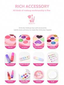 72 件女孩角色扮演美容化妆套装、公主装饰套装，包括项链、手镯、口红、指甲油，儿童生日礼物 - 過家家彩妝套裝 - 查看 8