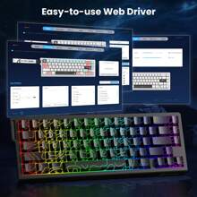 ATTACK SHARK X68 HE 60% Wired Gaming Keyboard Rapid Trigger,Actuation Point Adjustable,Magnetic Switch 8K Polling Rate,PBT Keycaps For Win,RGB Mechanical Keyboard With Coiled Cable - 黑色pro - 查看 7