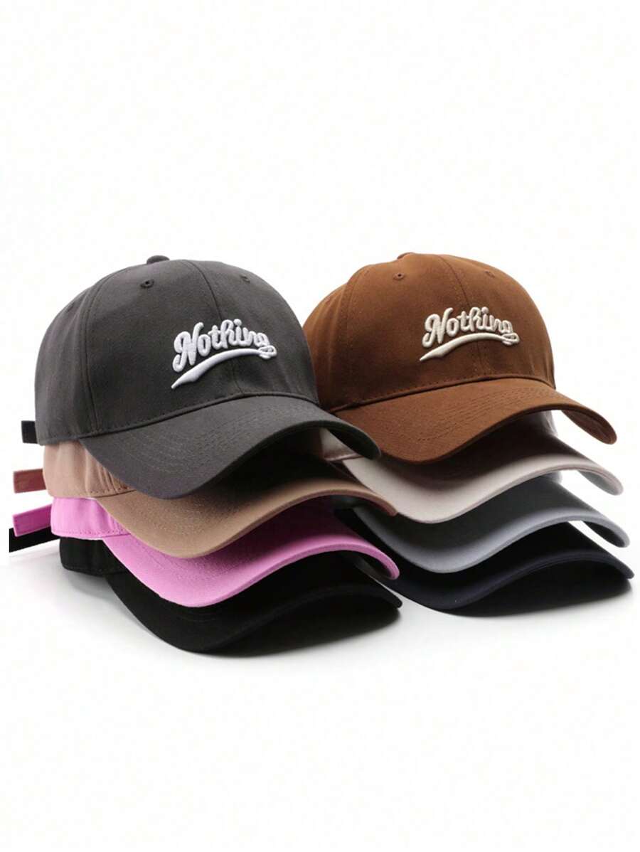 1pc Unisex Letter "Nothing" 3D Embroidery Fashion Baseball Cap - A - View 1
