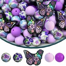 25pcs/Set Silicone Butterfly Beads - Handmade Beading Kit For DIY Jewelry, Keychains, Pen Decorations, Bag Chains, Bracelet & Necklace Making Accessories - Butterfly Series - View 11