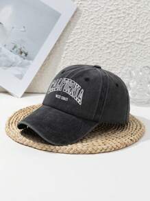 1pc Unisex California West Coast Hollow-Out Stylish Personalized Outdoor Sports Washed Beach Retro Adjustable Letter Casual Street Polyester (Polyester) Printed Soft Crown Baseball Cap/Snapback, Suitable For Spring, Summer, Autumn, Winter