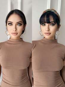 JENNIFER 6 英寸彩色编织头带刘海假发合成女士头带刘海适合女性日常佩戴 - 自然黑 - 查看 4