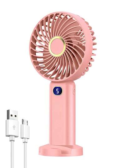Mini Handheld Fan With 5 Speed Settings, Digital Display, Portable Quiet Desktop/Dorm/Outdoor Rechargeable Fan
