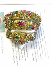1 Roll 2cm Wide Colorful Double-Sided Rhinestone Diamond Trim, Apparel Accessory Decoration, All-Season Applicable For DIY Sandals, Wedding Dresses, Headpieces, Hats, Gorgeously Sparkling