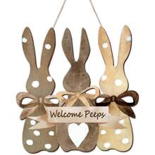 Osterdekoration Türhängeschild Kranz Willkommen Frohe Ostern Holz Türschild Willkommen Osterhase Kranz Schild für Osternbaum, Tür, Wand, Partyartikel