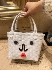 Handgemaakte geweven kleine handtas, zomerse mini-mandtas, grappige expressiegeschenkset voor verjaardagen, prinsessensfeer, foto-accessoire, opbergtas