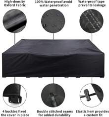 210D Heavy Duty Waterproof Garden Patio Furniture Cover For Rattan Table Sofa Chair Outdoor - Black - View 7
