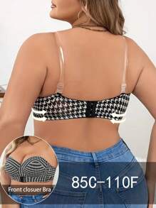 大码女士时尚前扣式带钢圈文胸