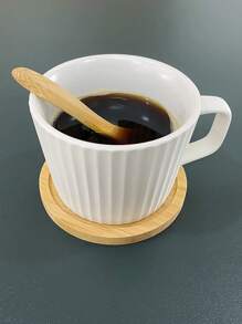 1 件/2 件凹面防滑圆形竹杯垫 - 卡其色 - 查看 6