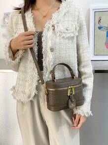 Fashion New Mini Crocodile Pattern Women's Handbag Crossbody Bag Classic Box Bag - Grey - View 3