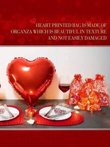 50 件心形抽绳欧根纱袋，珠宝礼品袋，糖果袋，婚礼派对用品珠宝包装袋日常珠宝包装 - 查看 5