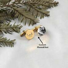 Custom Photo Cufflinks For Men,Personalized Cufflinks With Picture,Engraved Cuff-Links Groom Gifts,Father's Day Gifts,Gift For Him Dad