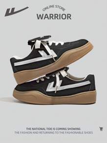 WARRIOR 1 双女式休闲运动鞋，系带，低帮，白色，户外运动休闲鞋，轻便，厚底 - 黑色 - 查看 2