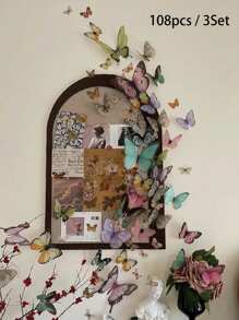 36件/套彩色3D PVC蝴蝶装饰贴纸，适用于包装、装饰、自拍、直播背景、DIY悬挂装饰珠宝。适用于卧室、客厅、家居、餐厅、酒店、婚礼、节日礼物的墙面装饰、生日毕业贴纸、个性化贴纸、学校装饰、惊喜宿舍装饰、返校装饰