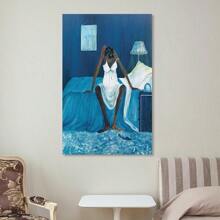 Blue Monday Melancholy Woman Poster - Wooden Frame Canvas Painting 1 Piece (3) Thickness 2.25cm / 0.9inch , Home Gift Decoration, Room Decoration Aesthetics, Wall Decoration Art, Perfect Gift, Autumn Winter Wall Decoration, Living Room Decoration, Bedroom Decoration, Kitchen Decoration, Entrance Decoration, Bathroom Decoration, Direct Wall Painting, High-Quality Wall Painting Poster - 藍色 - 查看 6