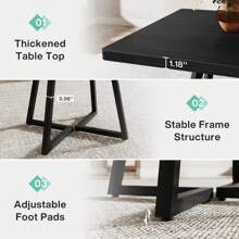 Tribesigns Square Dining Table For 4, 31.5" Industrial Dinner Table With Metal Base, Wood Kitchen Table For Dining Room, Small Space, Apartment - Black - View 5