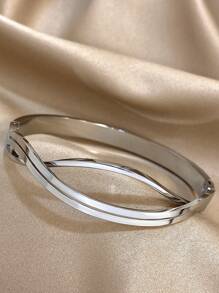 1 件多色双面手链简约不锈钢手镯适合日常派对珠宝生日圣诞节情人节礼物