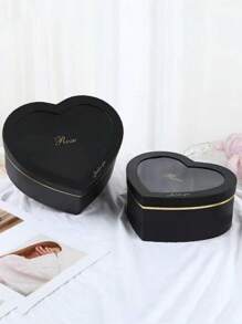2Pcs 29cm+28cm Transparent Cover Heart Shaped Gift Boxes For Flowers Packaging With Clear Lid For Christmas, Graduations, Weddings, Birthdays, Groom Gifts, Engagement Wrap Flowers, Candy And Gifts, For Valentine'S Day