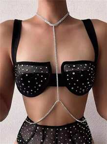 Colar com strass brilhante e moderno, acessório de biquíni sexy feminino, decoração de roupa íntima para festa na praia