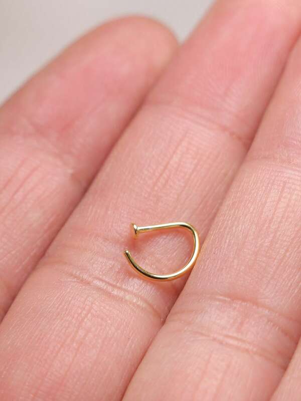 1pc New Hot Sell 925 Sterling Silver D Shape Fake Nose Ring 18G Fashion Non Pierced Nose Hoop Jewelry