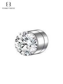Femme Finess Juego de pendientes magnéticos de acero inoxidable para hombres y mujeres, estilo AB, de doble cara, sin perforación, con combinación de pendientes de pareja, circonita cúbica hipoalergénica de 5-8 mm