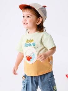 Balabala Baby T-Shirt, 2025 Summer Cute Top For Boys & Girls - Bean Paste Green - View 2