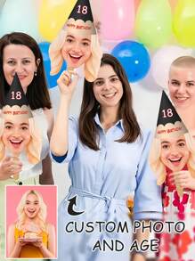 Customized Paper-Cut Big Head, Birthday Party, Customized Big Face Fan With Wooden Handle, Wedding Head, Bachelorette Face, Graduation Head, Birthday Head Fan, Various Party Heads, Birthday Photo Booth, Graduation Ceremony, Bachelorette Party, Colorful Paper Confetti Face - Multicolor - View 14