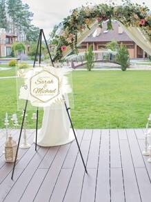 1Pc 63" Easel Stand For Wedding Sign, Foldable Easel Stand For Display Floor Easels For Signs Black Tripod For Wedding Sign And Poster Welcome Board Stands, Large Floor Adjustable Metal Painting Easel Tripod Black Base Easter Gift, For Wedding Banner And Poster Display Stand, Tabletop Easel Display Metal Tripod - Multicolor - View 3