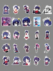 50pcs Cute Takanashi Rikka Mix 1.5-2.0 Inches PVC Cartoon Waterproof Graffiti Stickers For Office Supplies Phone Motorcycle Helmet Computer Cars Guitar Boot Home