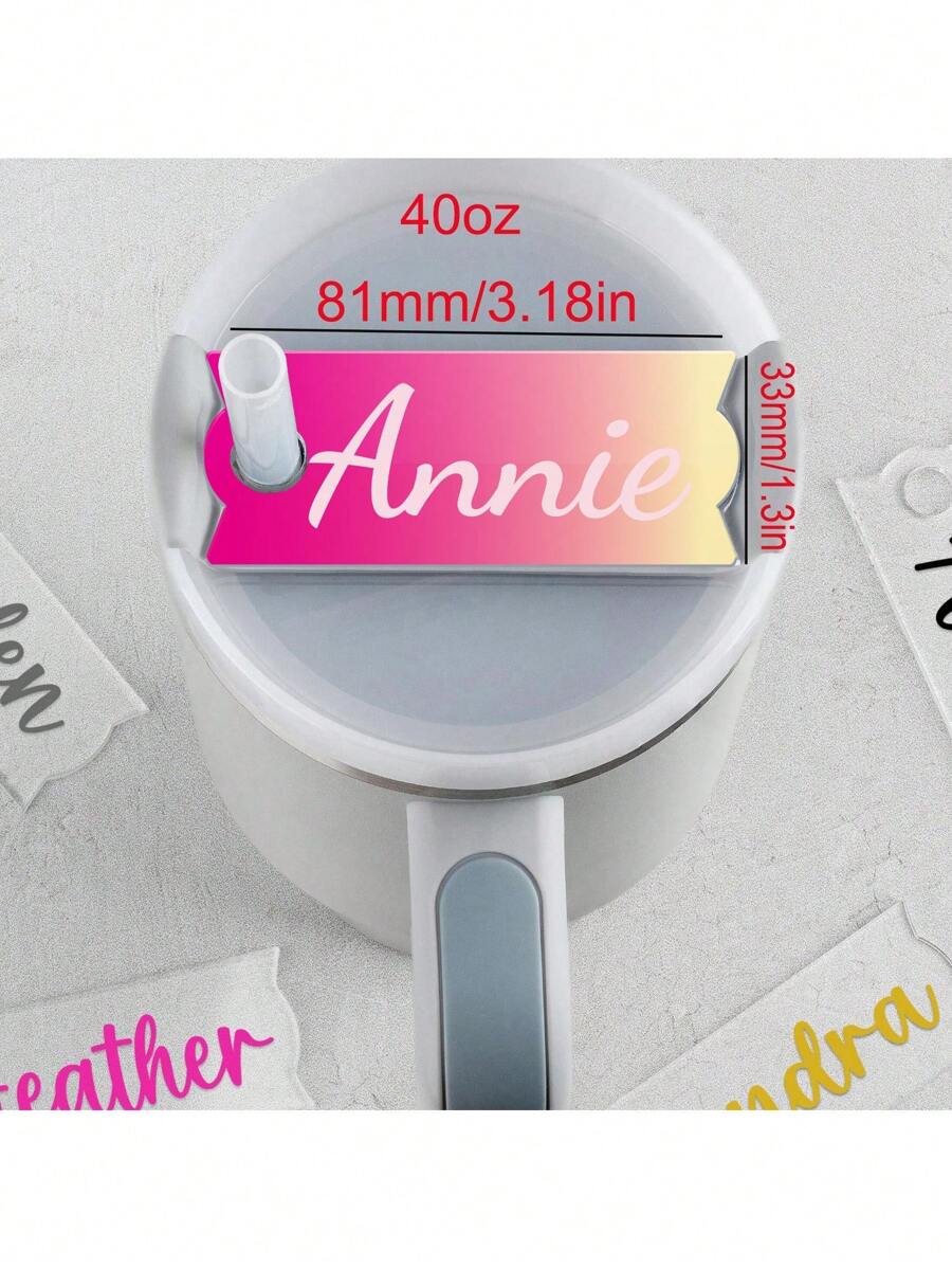 Personalized Acrylic Name Cup Tag, Customizable Font, Creative Drinkware Decoration, Ideal Birthday Gift, 1pc, Multi-Functional, Easy To Clean, Reusable, Exquisite Decoration - Laser Gradient Cup Nameplate - View 1